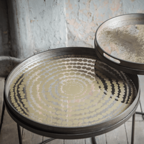 20373 Taca dekoracyjna Gold Beads Mist Mirror L Ethnicraft