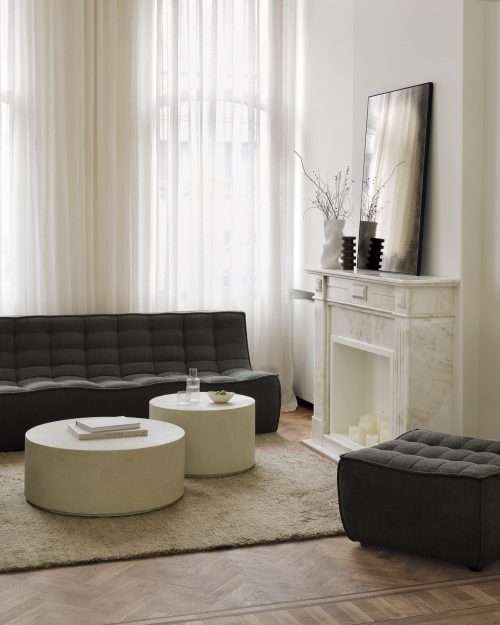 Stolik kawowy okrągły Elements Microcement Off White Ethnicraft 26414