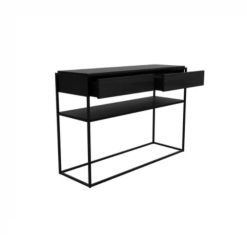 Konsola dębowa 2 szufladowa Monolit Black Ethnicraft 26873