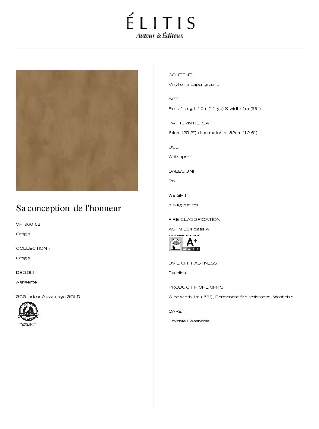 Tapeta Agrigente Sa conception de l'honneur