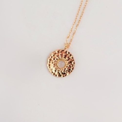 Pozłacany naszyjnik z kamieniem księżycowym Lamenta