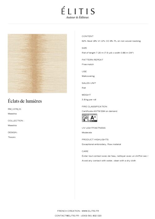 Tapeta Tissoro Éclats de lumières