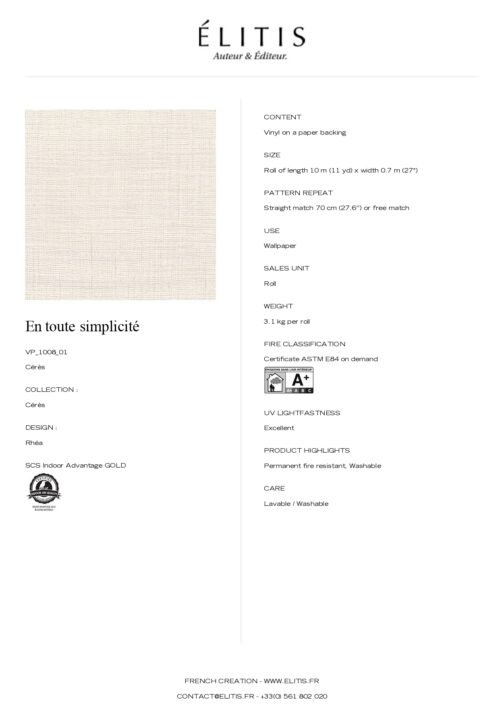 Tapeta Rhéa En toute simplicité