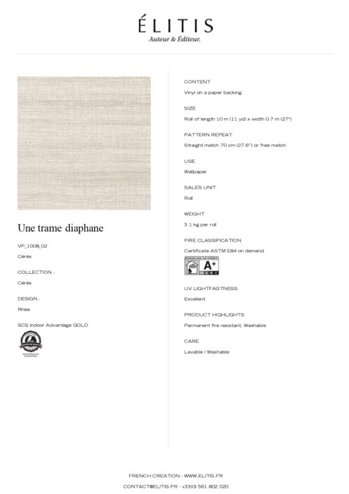 Tapeta Rhéa Une trame diaphane