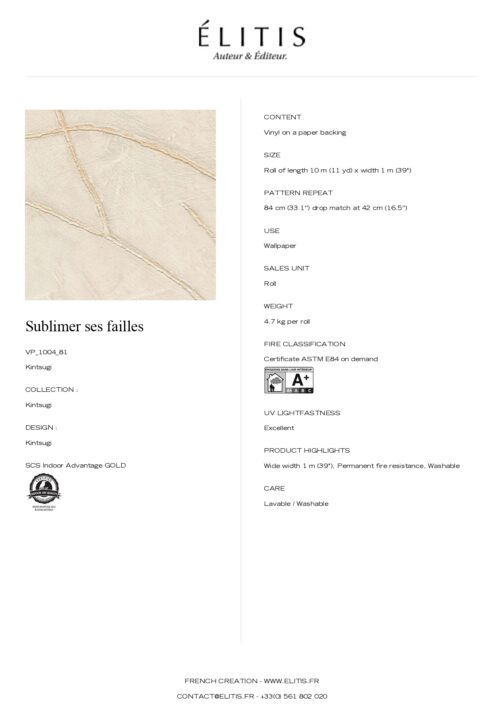 Tapeta Kintsugi Sublimer ses failles