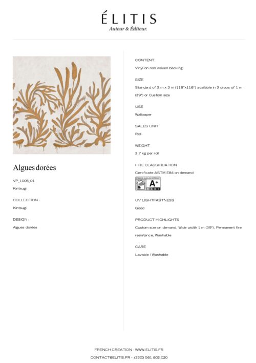 Tapeta Kintsugi Algues dorées