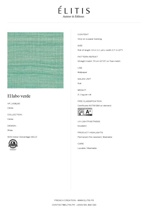 Tapeta Rhéa El labo verde