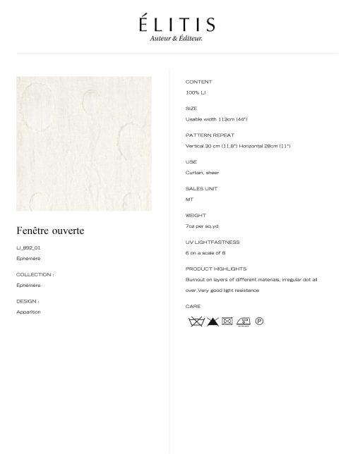 LI 892 01 Apparition - Fenêtre ouverte