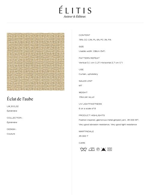 LW 910 02 Couture - Éclat de l'aube