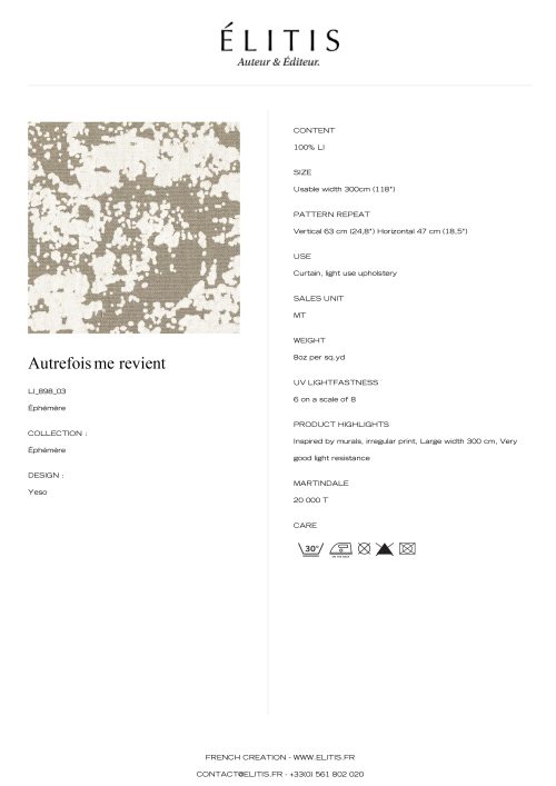 LI 898 03 Yeso - Autrefois me revient