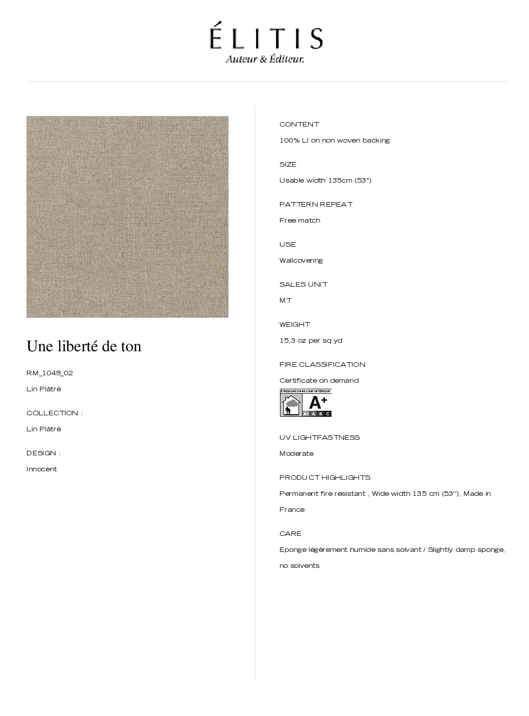 Tapeta Innocent - Une liberté de ton Origine Elitis